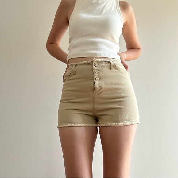 NWT OAK + FORT TAN BUTTON FRONT SHORTS - 25 - Picture 1 of 13